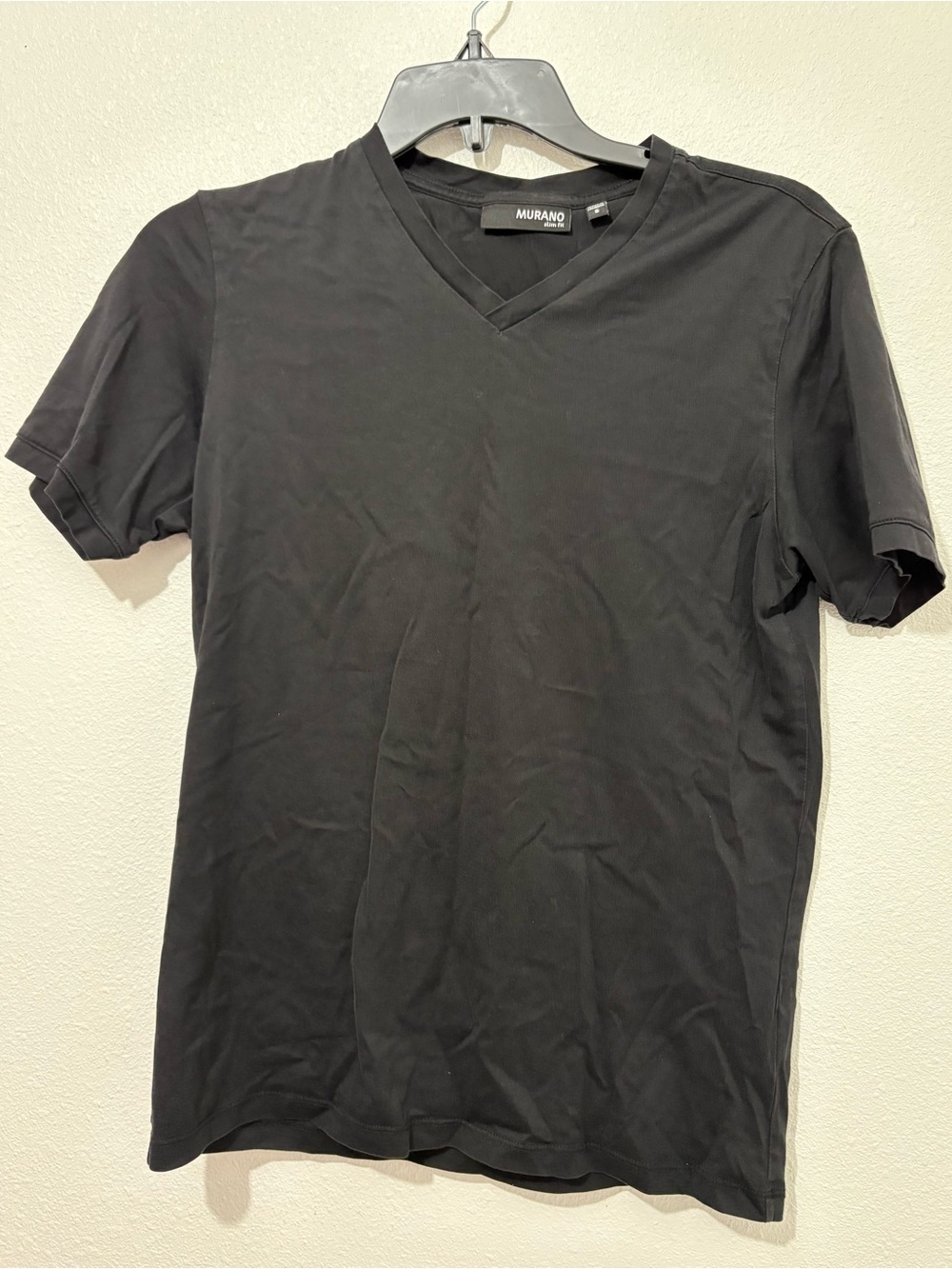 Men's Murano Slim Fit 100% Cotton Short Sleeve Black T Shirt Size Small